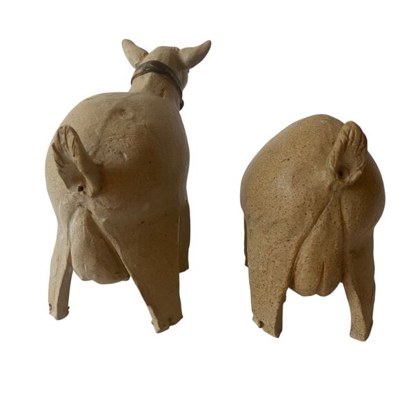 Handmade Brutalist Pottery Goat Figurines Farm Animals Christmas Nativity Set - Picture 5 of 9